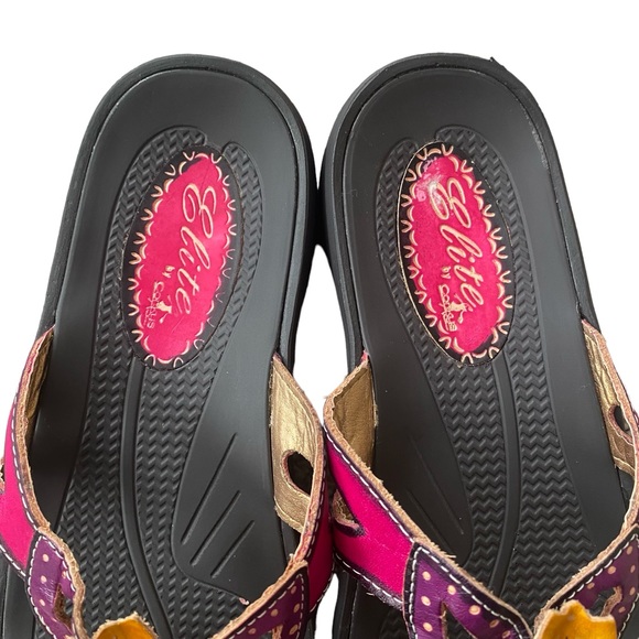 Corkys Elite Floral Leather Mule Close Toed Slide Sandals 7 - Picture 2 of 11